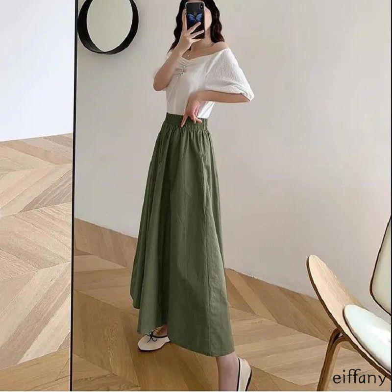 Women Long Skirt Muslimah Plus Size High Waist Plain Maxi Skirt For Casual Wear**