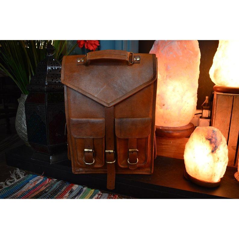 Рюкзак ручной работы из натуральной кожи, сумка-мессенджер, кожаная сумка в деревенском стиле, рюкзак с четырьмя карманами