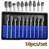 10pcs/set 6mm Shank Tungsten Carbide Burr Mini Grinding Head Precision Rotary File  Metal Engraving