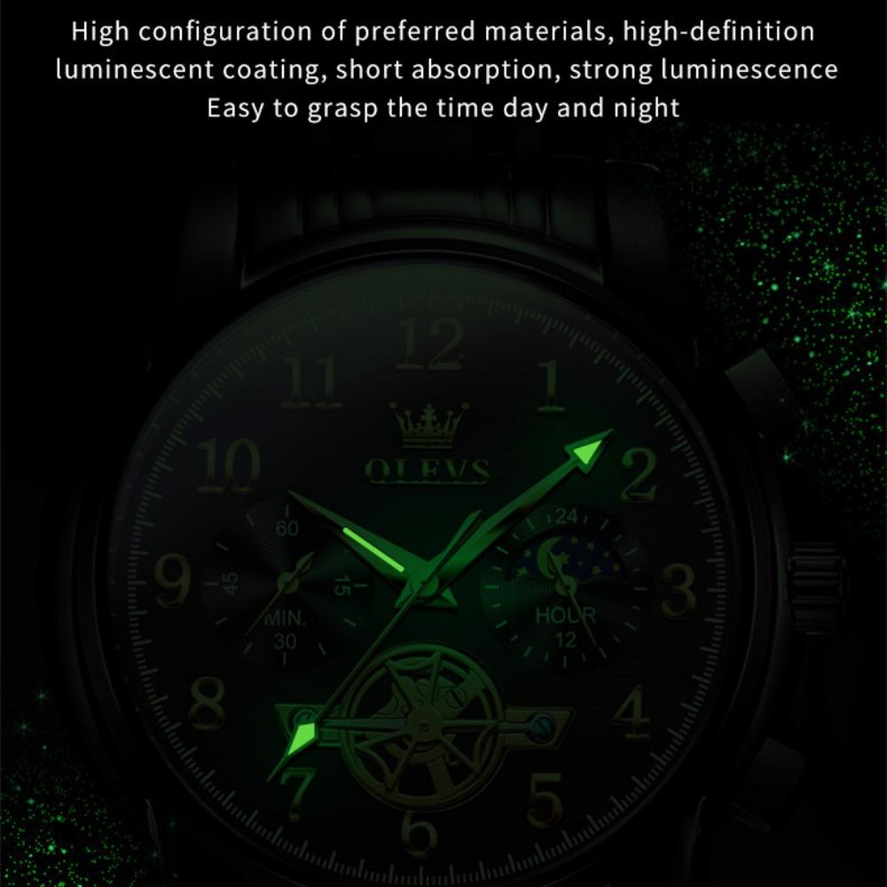 OLEVS Новые лучшие мужские часы Водонепроницаемые кварцевые, Мужские часы Мужские часы Бизнес-месяц Таблица временных кодов исправлений