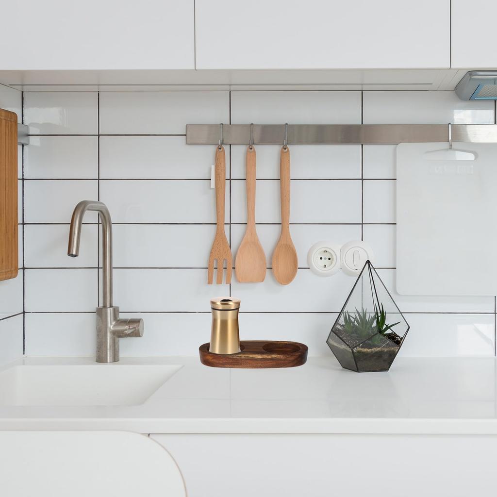 DECHOUS Поднос для мельниц для соли и перца Деревянный держатель для солонки и перечницы Кухонный измельчитель Подставка для бутылок Основа Поднос для мельницы для перца Деревянная подставка