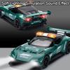1:32 Scale Vulcan Safety Car DB12 Model Toy Metal Body Rubber Tires Sports Cars Models Sound Light Pull Back Toys Gift for Child