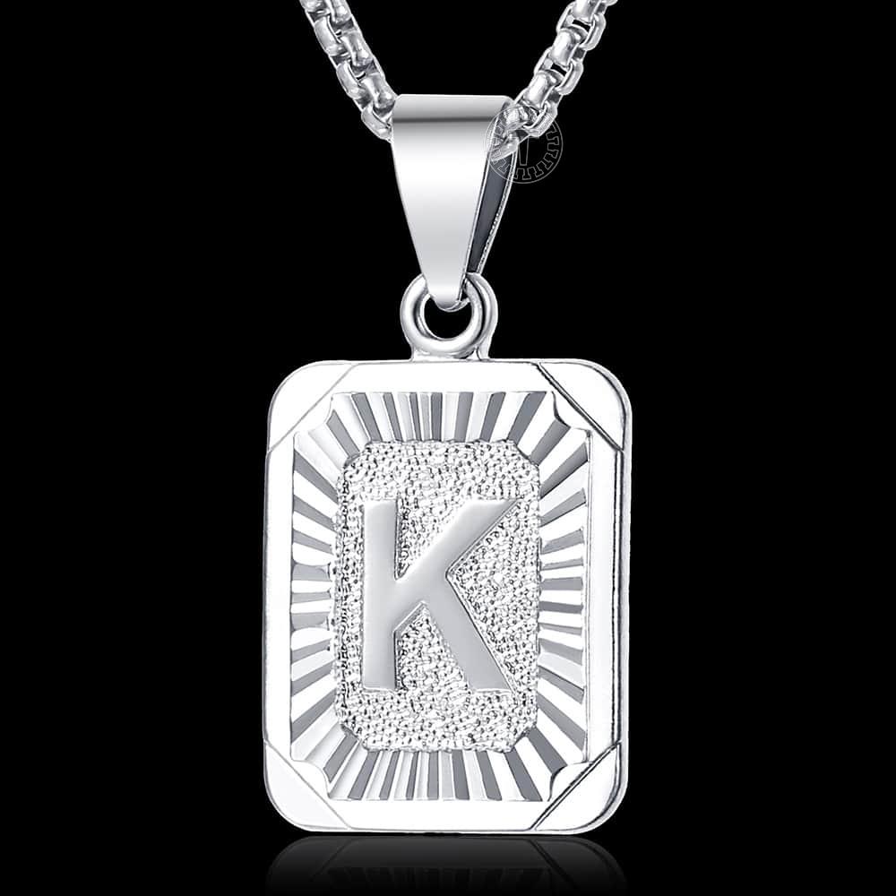Ожерелья с подвесками серебряного цвета с буквами AZ, квадратное ожерелье с заглавными буквами из нержавеющей стали, ювелирные изделия унисекс с алфавитом