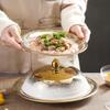 Легкий роскошный ресторанный керамический набор тарелок, креативная круглая тарелка с морскими ушками и морскими огурцами, изысканная десертная бытовая посуда