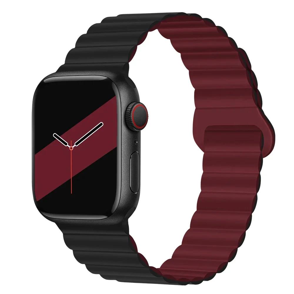 НОВЫЕ Оригинальные магнитные ремешки из жидкого силикона для Apple Watch band Ultra 2 Series 9 SE iwatch 42мм 44мм 45мм 49мм 38мм 40мм 41мм