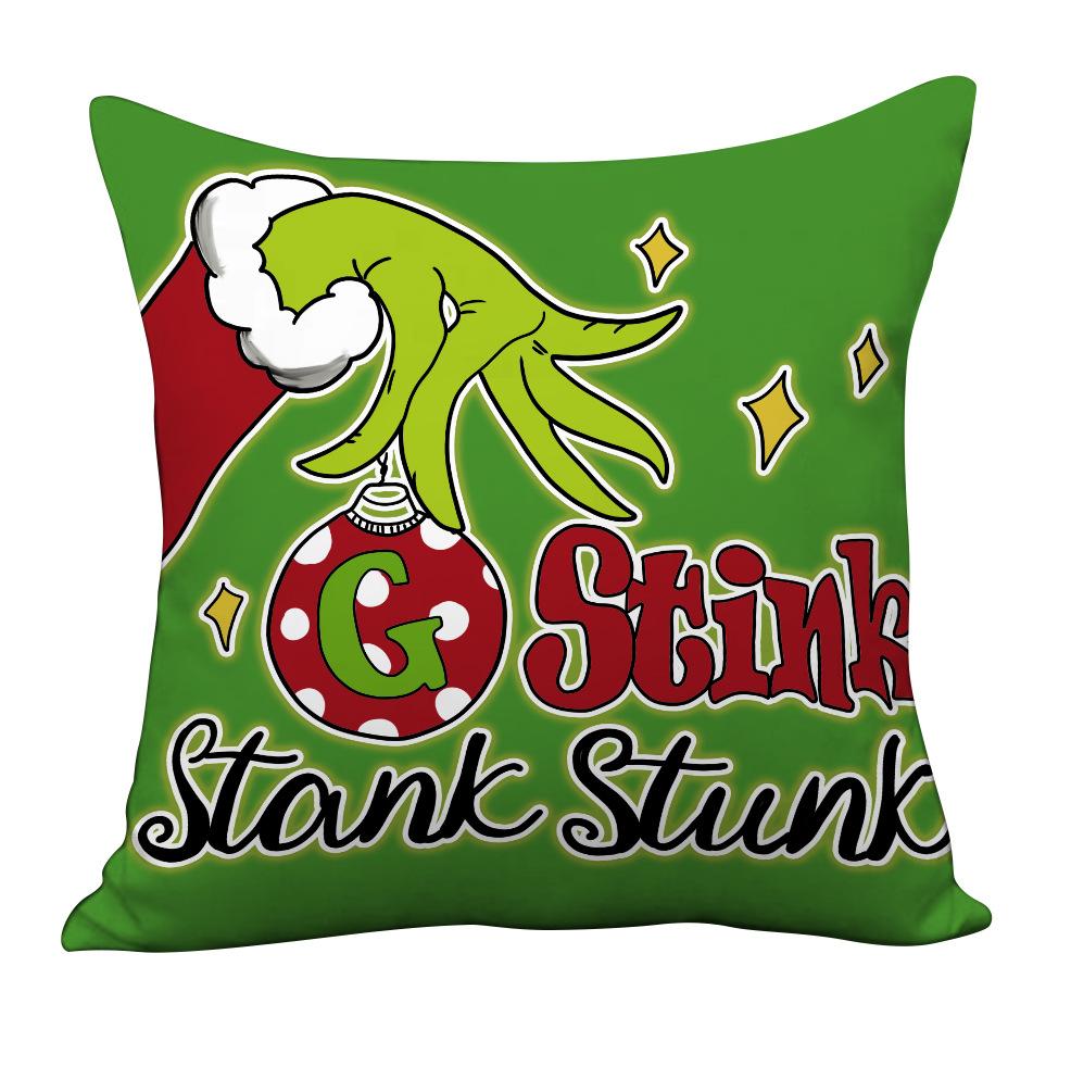 New Christmas Pillowcase Grinch Cartoon Cushion Cover Home Sofa Festive Decoration