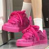 American Dragon Fruit Bread Shoes Original Flip Fur Splicing Retro Rose Red Board Shoes Women Low Top Casual Shoes Children