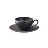 Coffee/Tea Saucer, 16cm, Orridge, Microwave/Dishwasher Safe, Black Fine Porcelain (Premium White), 10-586A/94989S