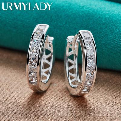 Серьги из стерлингового серебра 925 пробы с круглым цирконом для женских очаровательных ювелирных изделий