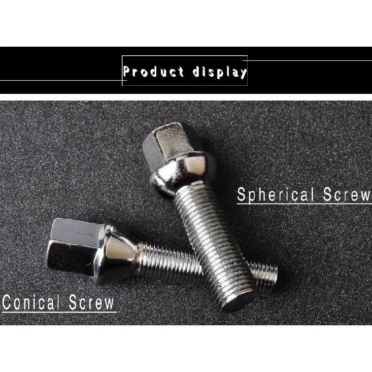 10pcs Car Wheel Alloy Steel Nut Bolts Screw M12x1.5 M14x1.25 For Mini BMW E46 E34 E53 E60 E91 E36 Thread Length 35/40/45/50/55mm