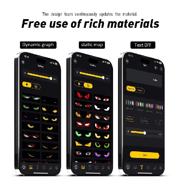 New APP Control LED Truck Car Devil Eye Light Scrolling Pixel Panel For Board Windshield Free Custom Text 12V 24V 120/150/200cm