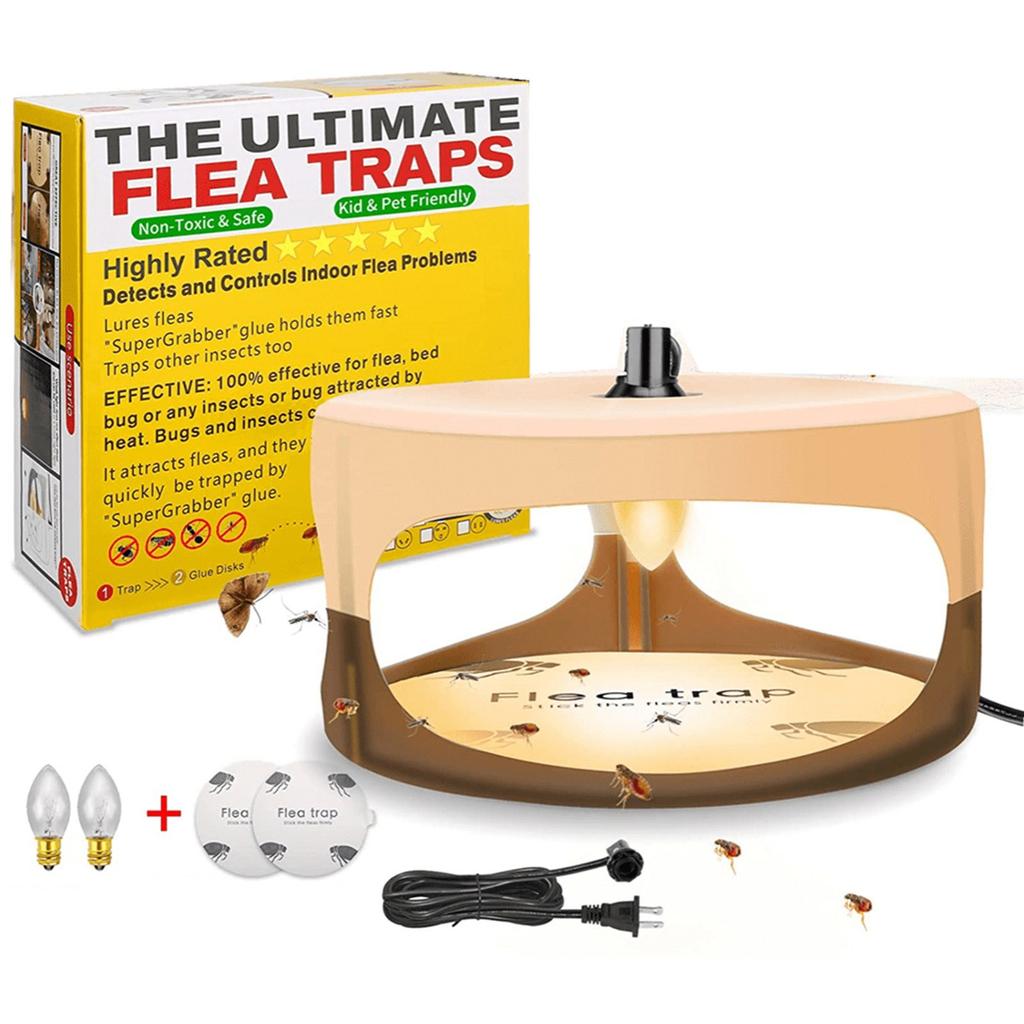 Ловушка для блох с 2 липкими дисками и 2 лампочками с липким куполом Ловушка для блох — это натуральное средство, которое безопасно для семей