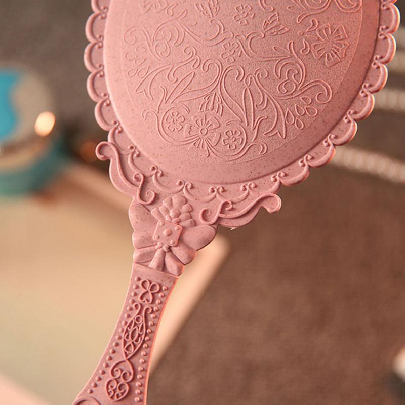 Vintage Carved Handheld Vanity Mirror Makeup Mirror Hand Mirror Handle Cosmetic
