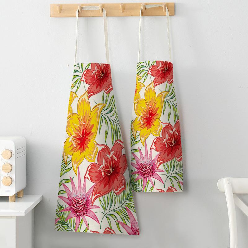 Ladies Kitchen Apron Linen Bib Home Cleaning Apron Waterproof Chef Baby Kitchen Apron