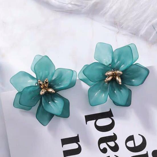 1 пара элегантных серег с преувеличенным темпераментом, акриловые серьги-клипсы в винтажном стиле с цветком, ювелирный аксессуар