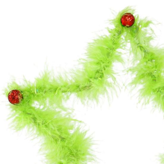 Furry Green Elf Tree Top Star 3D Plush Faux Fur Star Christmas Treetop Ornament with Red Balls for Xmas Tree Holiday Home Party Decor