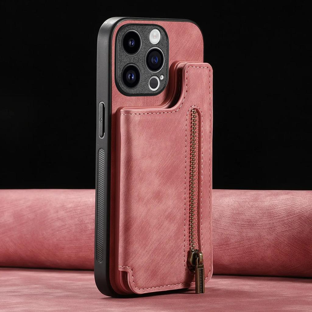 Кожаный кошелек на молнии с держателем для карт, чехол для телефона для iPhone 15 14 11 Pro Max 13 12 Mini X XR XS Max 8 7 Plus, противоударный чехол