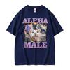 Alpha Male Funny Cat Unicorn Rainbow Tee Shirt Unisex Women Fashion Kawaii Cute Short Sleeve Tshirt Cotton Loose Oversized T Shirt