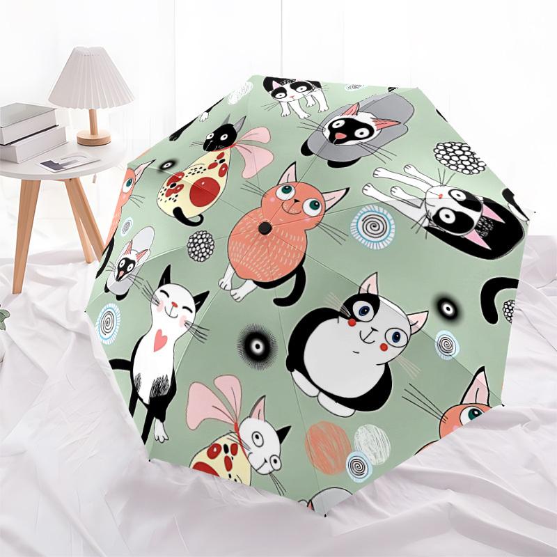 1pc Cat Pattern Open/Close Folding Umbrella, All- Portable Umbrella for & Men, Stylish Accessory (Holiday Gift) 8-Rib yy251213110