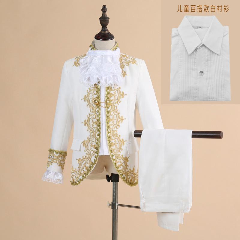 Детский костюм на Хэллоуин в стиле панк, король, принц, ренессанс, средневековый мальчик, готический костюм для косплея, пальто + брюки + галстук, полный комплект