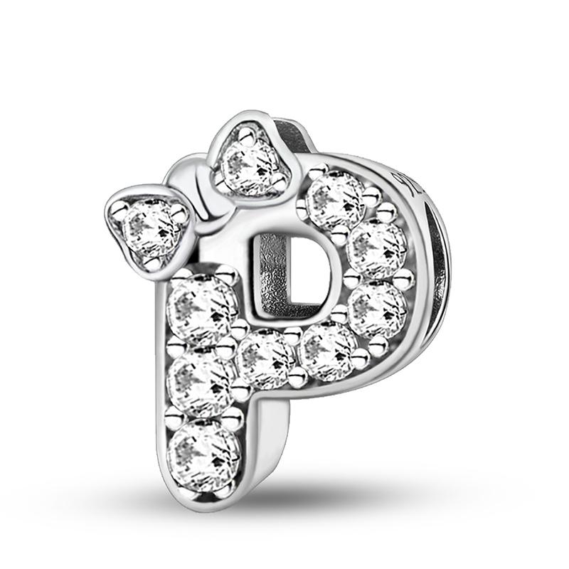 Медные Шармы-Бусины Серии Писем с Узлом-Бабочкой и Цирконами, Подходят для Оригинального Браслета Пандора, Браслета-Бенгла, DIY Ювелирные Изделия для Женщин, Подарок