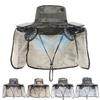 Кепка-веер с солнечной батареей и клапаном на шее, защита от ультрафиолета UPF 50+, с 2 солнечными вентиляторами, дышащая, мужская, летняя, для активного отдыха на природе, для рыбалки, с широкими полями