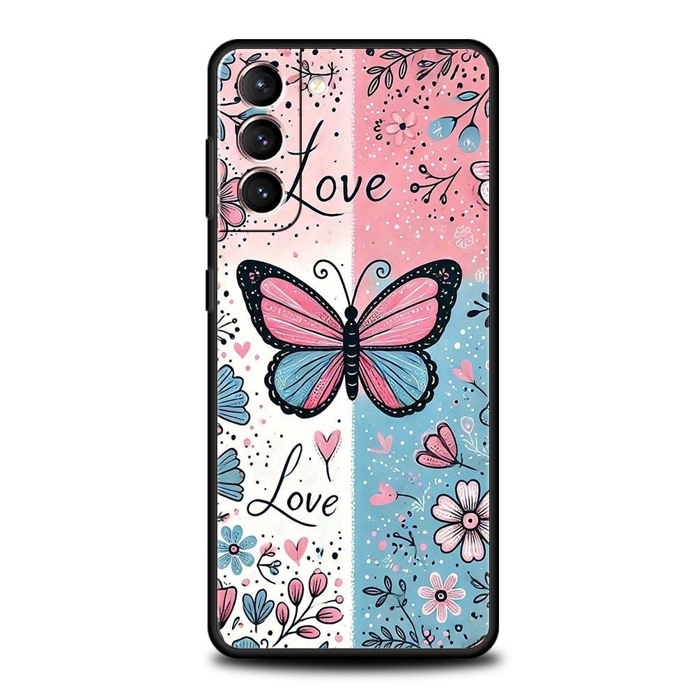 Модный Чехол для Телефона с Узором Бабочка и Цветок для Samsung Galaxy S26 S25 S24 S23 S22 S20 S21 FE Ultra S25 Edge Plus Мягкий ТПУ