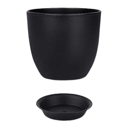 Цветочный горшок с поддоном Пластиковый горшок для растений с дренажными отверстиями Современный декоративный кашпо для комнатных и уличных растений Садовые комнатные растения