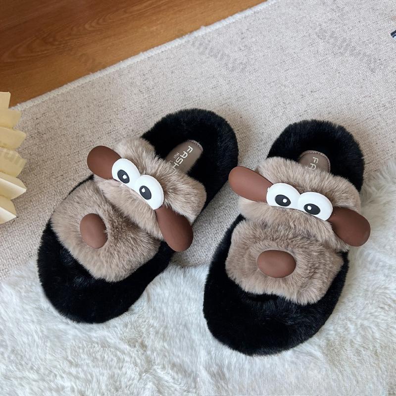 Модные мультяшные милые женские тапочки Осень Зима Новая мода Увеличение высоты Платформа Домашняя обувь Удобные плюшевые теплые хлопковые туфли