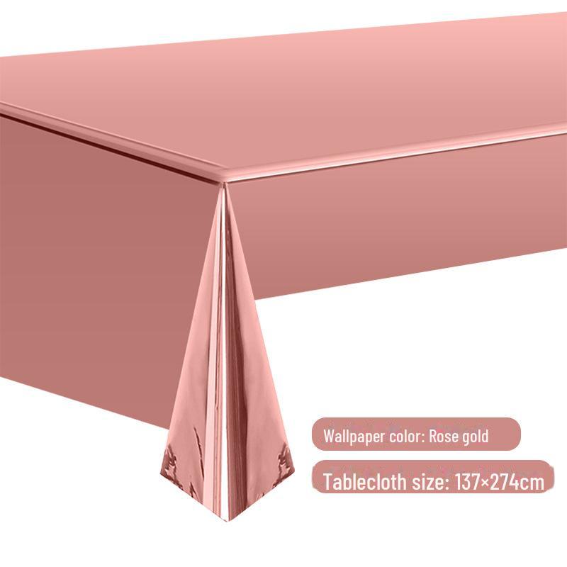 Новая одноразовая скатерть из алюминиевой пленки Cross-Border Gold & Rose Gold (137x274 см) – Товары для вечеринок