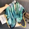 Women S Printed Silk Like Large Square Scarf Fashion Decorative Sun Protection Shawl