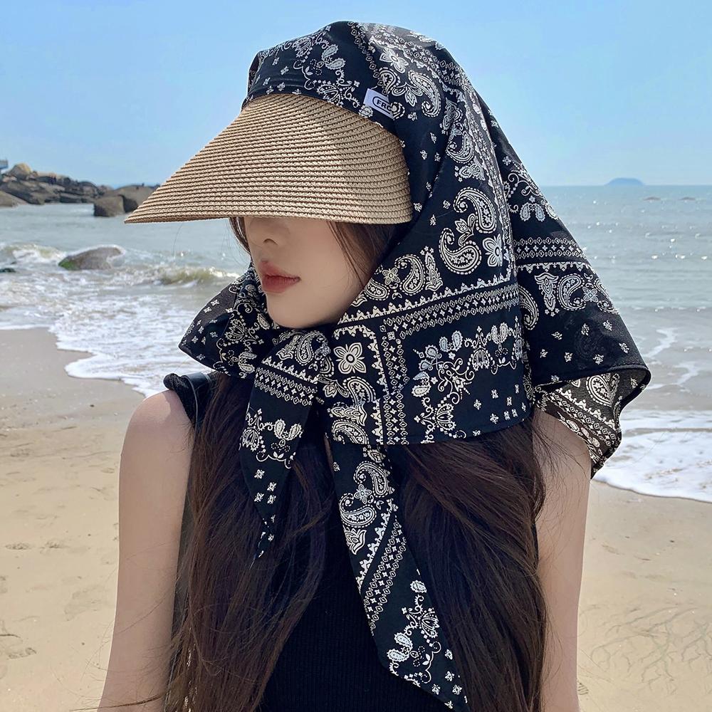 Fashion French Retro Headscarf Hat Sweet Loli Quick Drying Sun Hat Lace-Up Foldable Peaked Cap For Women Spring And Summer