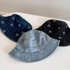 Шляпа-ведро Y2K из денима с большими полями, солнцезащитный козырек, закрывающий раковину, шляпа ковбоя-рыбака с бантом для женщин