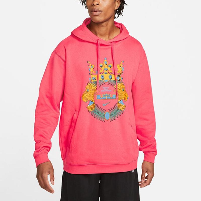 Nike Баскетбольная спортивная тренировка, повседневная флисовая толстовка с капюшоном, мужские топы, розовая DA6712-612