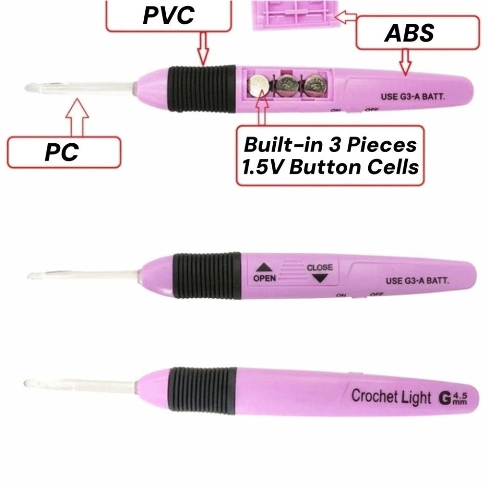DIY Craft LED Light Crochet Knitting Needle Luminous ABS 2.5-6.5mm Crochet Hook Random Color Knitting Tool Household