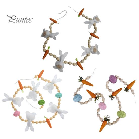 Гирлянда из пасхальных кроликов, фетровые кролики, морковки с деревянными бусинами, пасхальная гирлянда с баннером, весеннее украшение для дома, настенное украшение для каминного стола