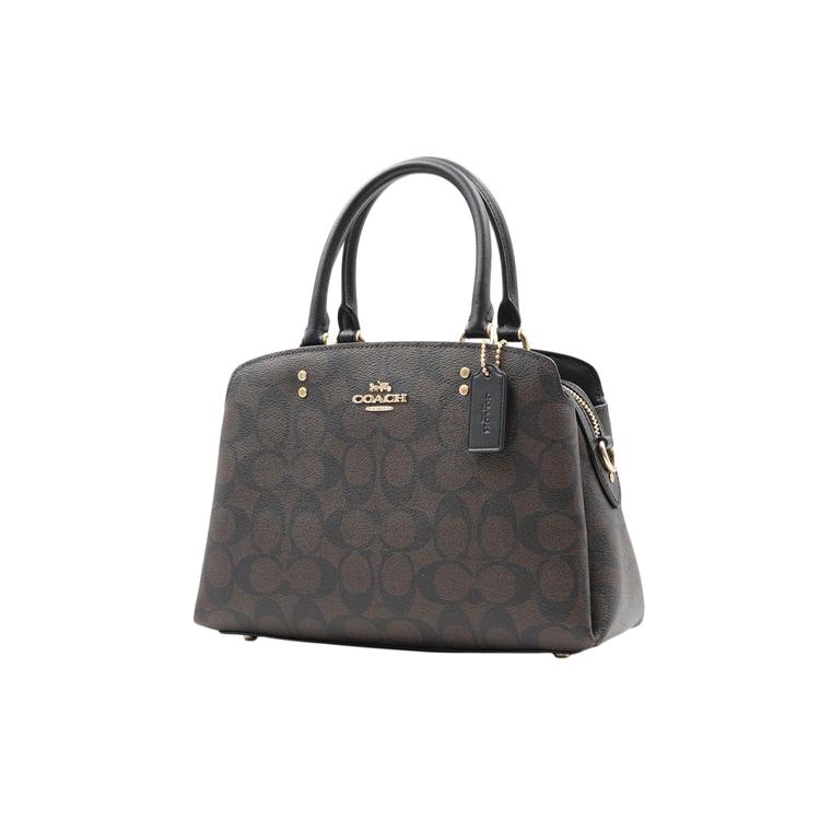 COACH Lillie Cow Leather Handbag, Shoulder Bag, Crossbody Bag Small Women's Dark Brown 91494-IMAA8