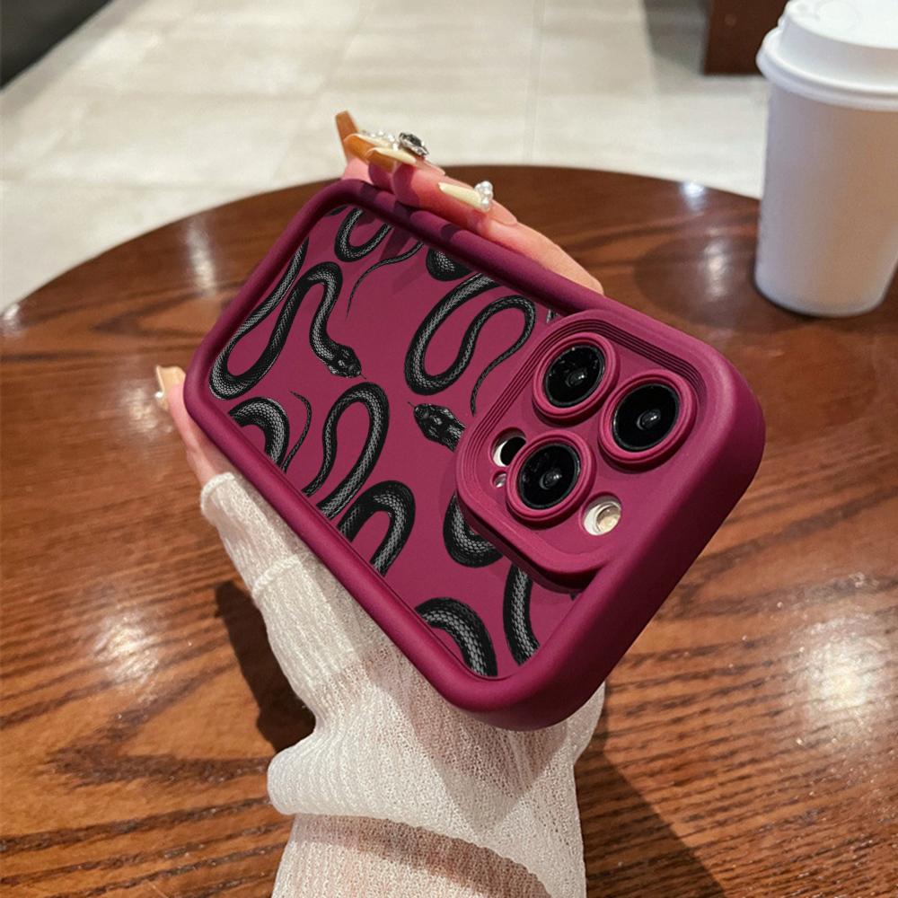 N72, черные, золотые, змеиные, мягкие чехлы для телефонов с ангельскими глазками для iPhone 15, 14, 12, 11 Pro Max 13 mini 7 8 6S Plus XS Max XR SE, противоударный чехол-бампер