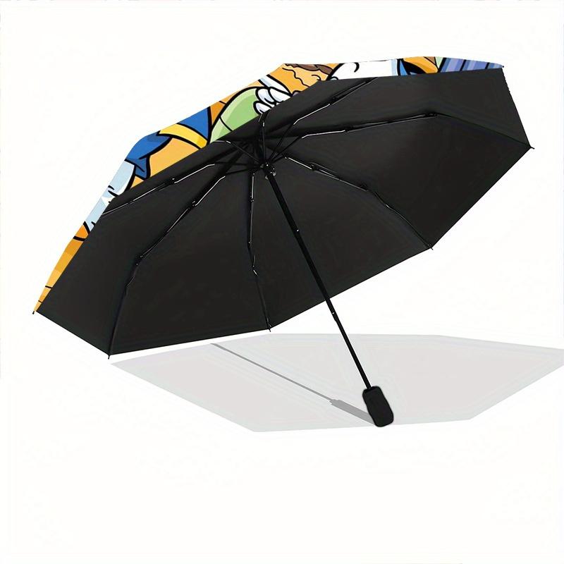Duck Family Travel Adventure Automatic Opening and Closing Umbrella, Lightweight 3-Fold, With Cute Cartoon Characters, Suitable for Home, Ou