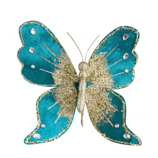 Fabric Glitter Butterfly Ornament Artificial Butterfly Christmas Tree Hanging Decoration for Ceiling Wall Tree Wreath Decor