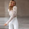 Women Elegant Long Sleeves Lace Bride Bridesmaids Wedding Party Playsuits Overalls Long Jumpsuit