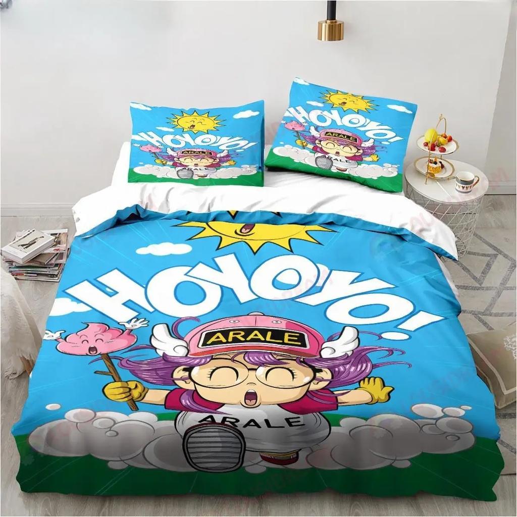 Новый милый мультяшный аниме комплект постельного белья DR Slump Arale King Twin Double Микрофибра Полиэстер Пододеяльник