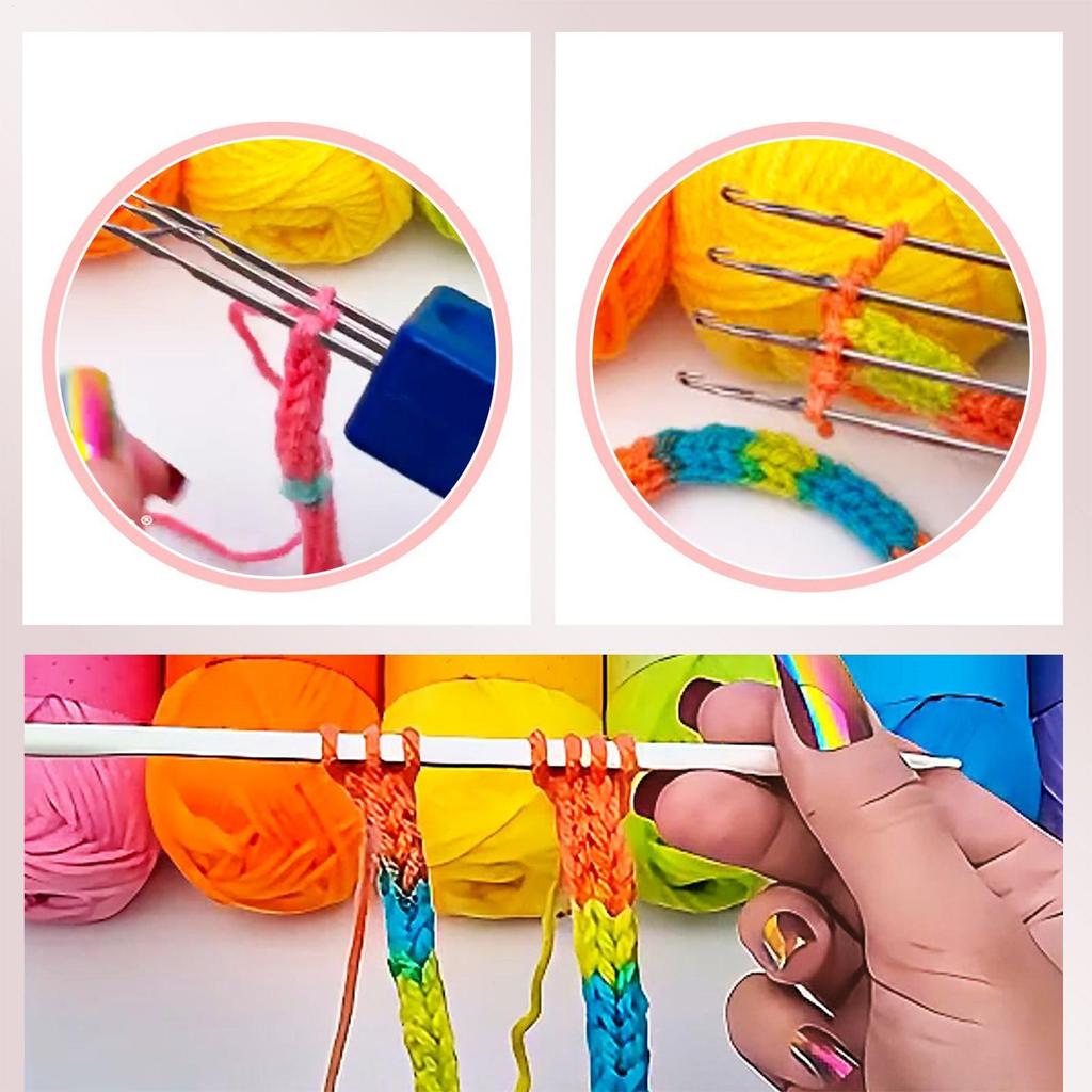 3/4 Needle Latch Hook Cord Knitting Tool Ergonomic Grip Equipment for Binding-Off or Edging On Knitting Projects Home