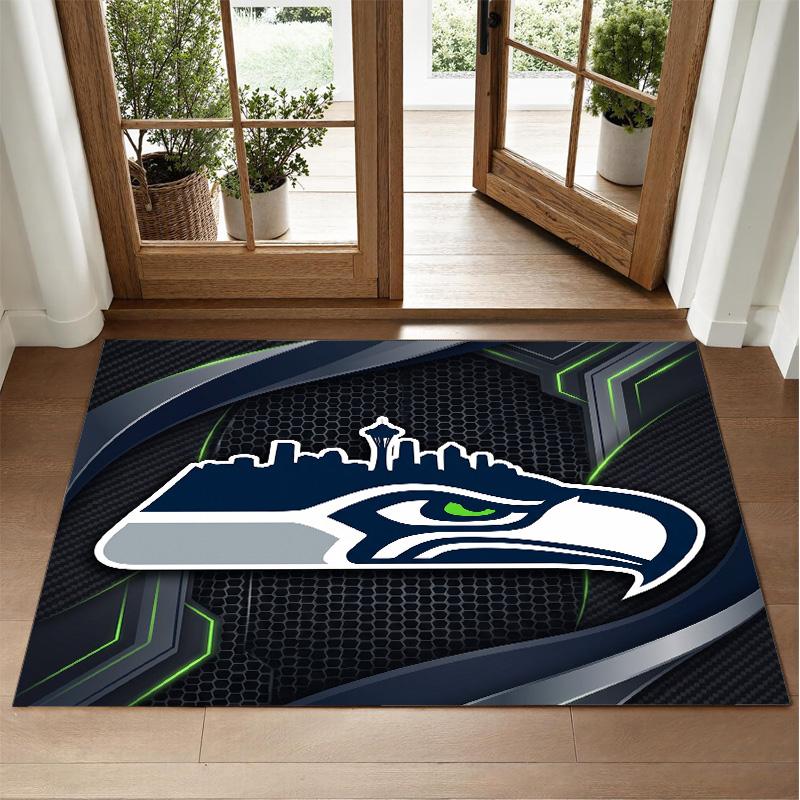 Seattle Seahawks Design Crystal Velvet Rug Soft Decorative Mat for Bedroom Entrance