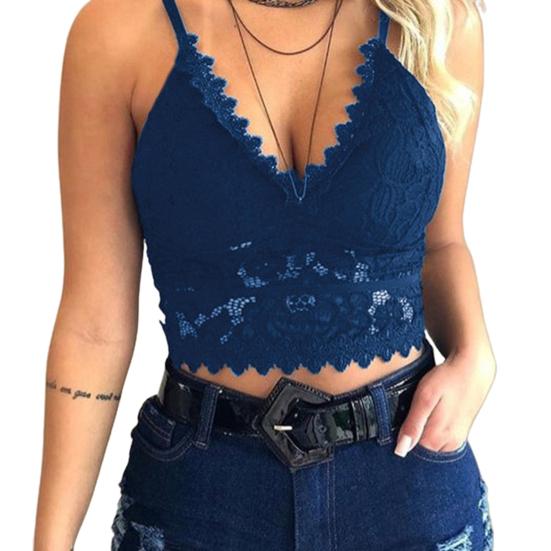 Женщины Женщины V Шеи Треугольник Чашка Кружева Камзол Bralette Беспроводной Бюстгальтер Бюстгальтер