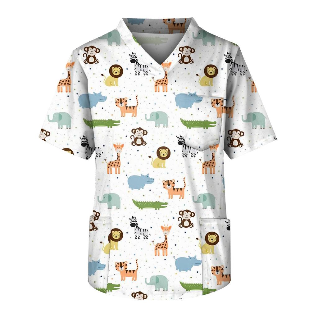 Рабочая форма больших размеров с принтом, топы для мужчин, забавные футболки с перекрестным v-образным вырезом и короткими рукавами, рабочая одежда, футболка с карманами