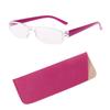 Lightweight Clear Slim Rimless Reading Glasses 1.00-4.00 Diopter Eyewear With Leather Case