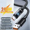 1-3 шт. Сверхбыстрая зарядка 240 Вт Кабель USB Type C для Samsung Xiaomi Huawei OPPO Светодиодный зарядный кабель для телефона Шнур для передачи данных Аксессуар для телефона