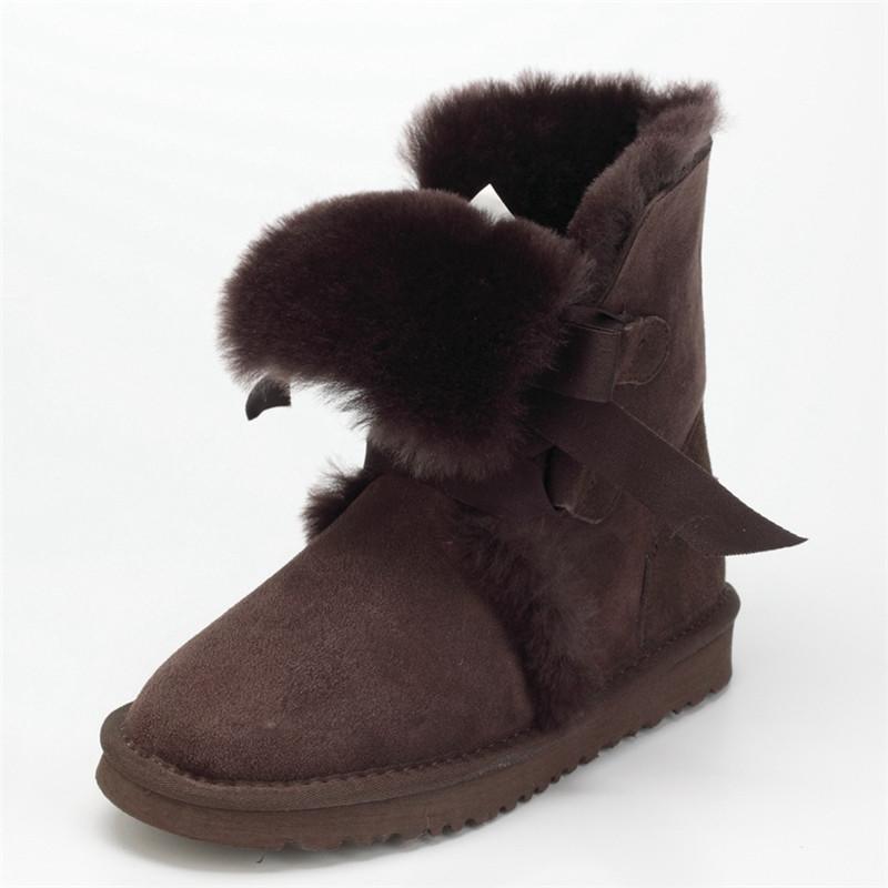 Genuine Sheepskin Top Quality Shoes Women 2025 Natural Fur Wool Real Wool Boots Women Snow Boots Flats Boots Botas Mujer