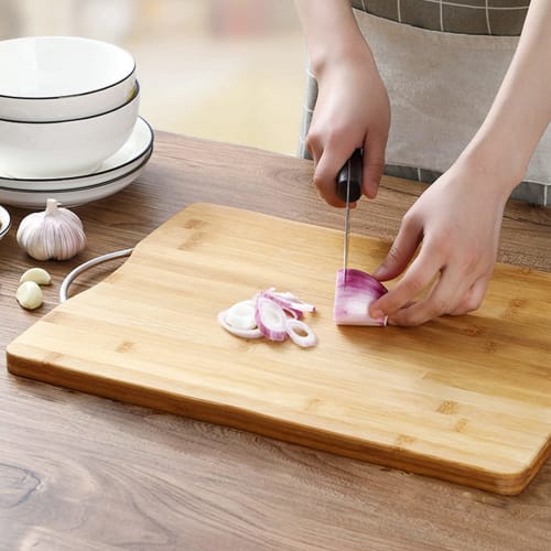 3-Piece Cutting Board, Kitchen Cutting Board, Bamboo Cutting Mat for Cooking, Non-Slip Cutting Board with Hanging Hole, Thick Cutting Sheet for Meat,